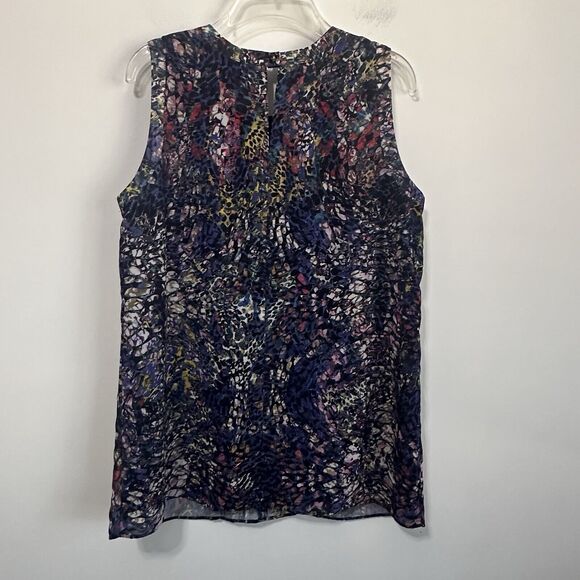 CAbi Stained Glass Keyhole Sleeveless Top M Lined Blue Career Summer #3093 Shirt - Picture 11 of 13